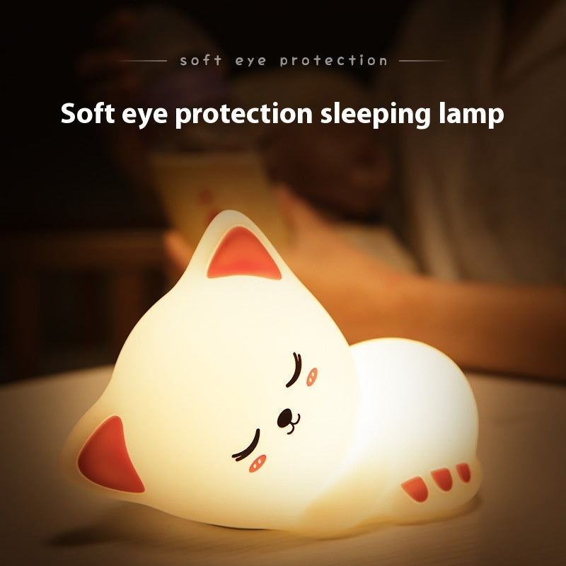Cute Cat Silicone Night Light With Touch Function
