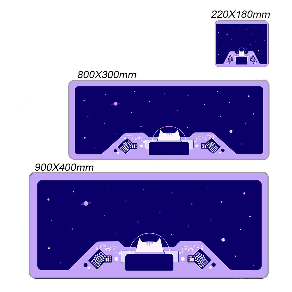 Space Cat Pattern Extra Long Mouse Pad