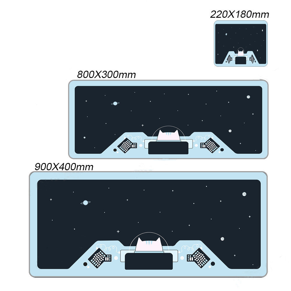 Space Cat Pattern Extra Long Mouse Pad