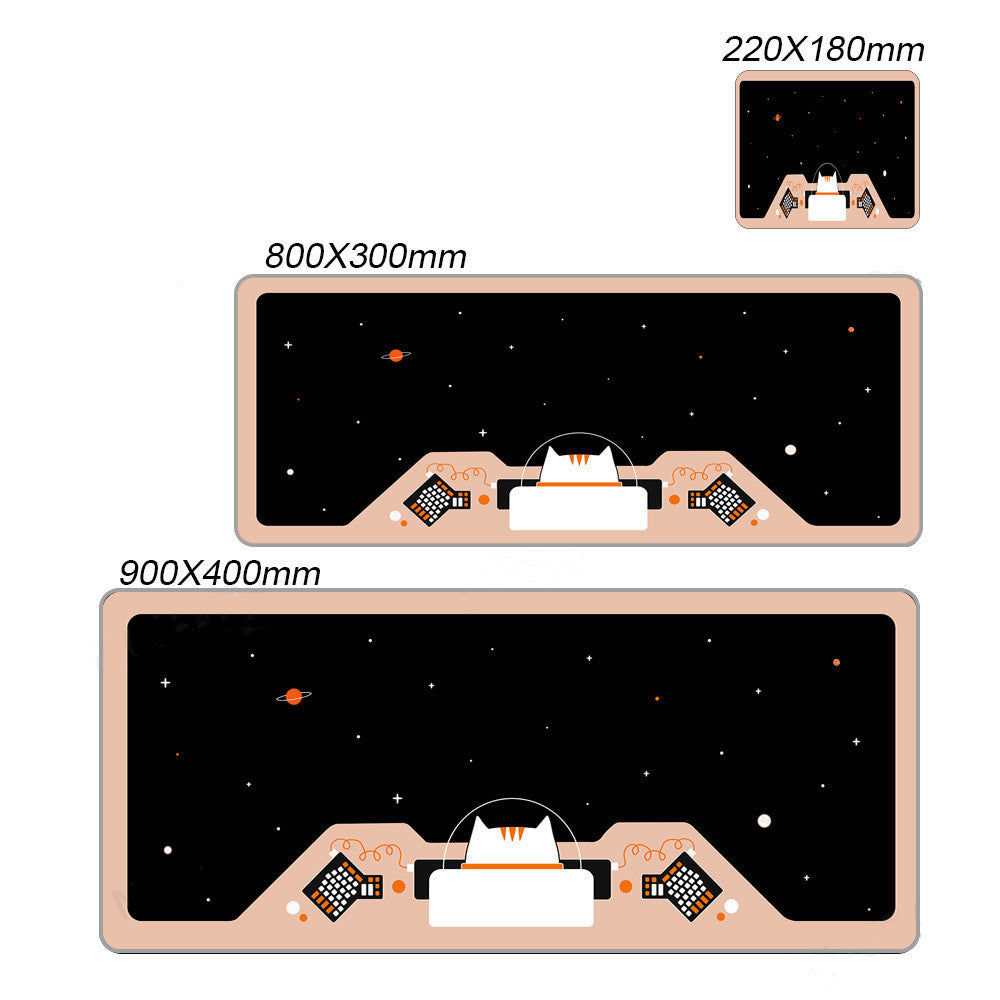 Space Cat Pattern Extra Long Mouse Pad