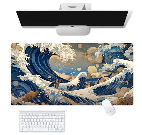 Ocean Wave Art Extra Long Mouse Pad
