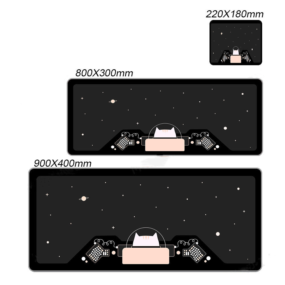 Space Cat Pattern Extra Long Mouse Pad