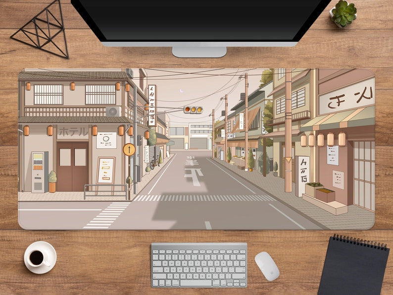 Aesthetic Street Pattern Extra Long Mouse Pad