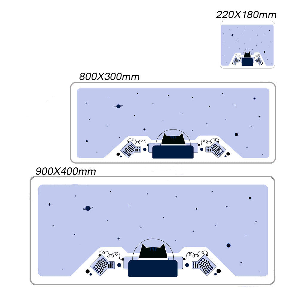 Space Cat Pattern Extra Long Mouse Pad