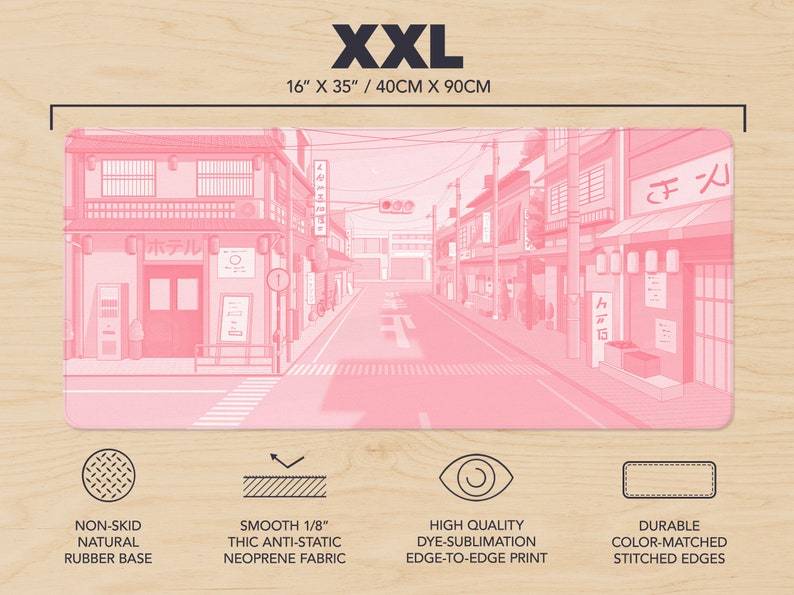 Pink Street Pattern Gaming Extra Long Mouse Pad
