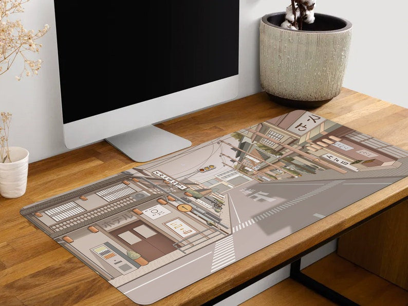 Aesthetic Street Pattern Extra Long Mouse Pad
