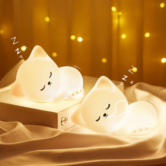 Cute Cat Silicone Night Light With Touch Function