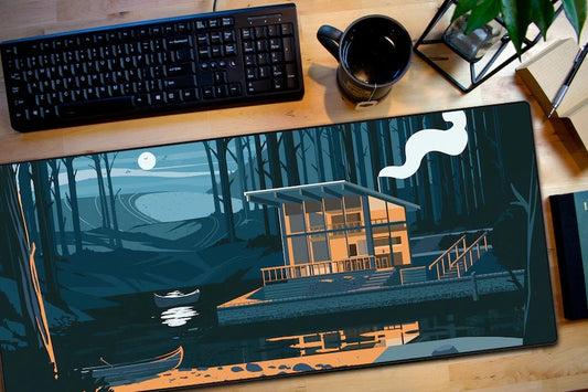 Night Lake House Extra Long Mouse Pad
