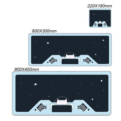 Space Cat Pattern Extra Long Mouse Pad