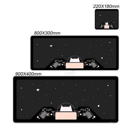 Space Cat Pattern Extra Long Mouse Pad