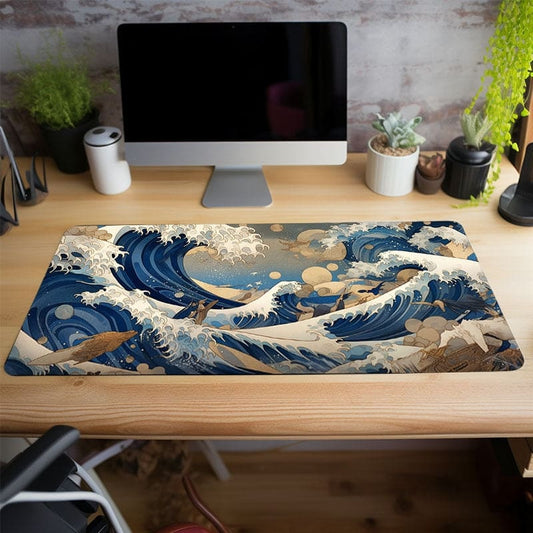 Ocean Wave Art Extra Long Mouse Pad