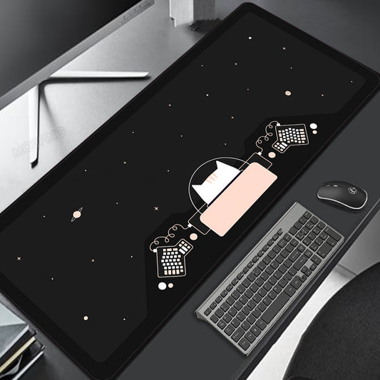 Space Cat Pattern Extra Long Mouse Pad